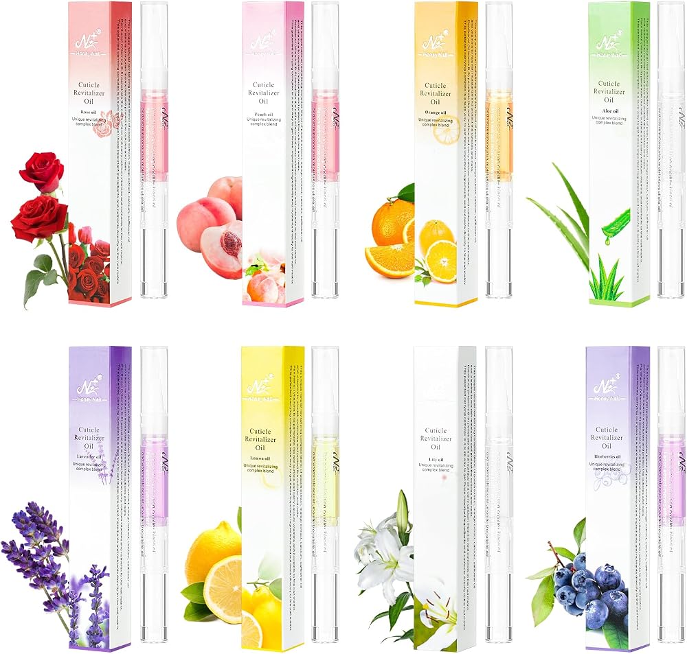 LOPHE Cuticle Oil Pens 8Pcs Nail Care Natural Ingredients with Fruit Extract