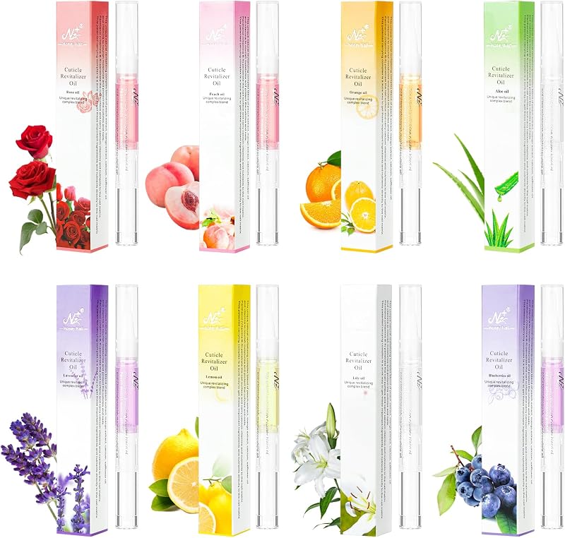 LOPHE Cuticle Oil Pens 8Pcs Nail Care Natural Ingredients with Fruit Extract