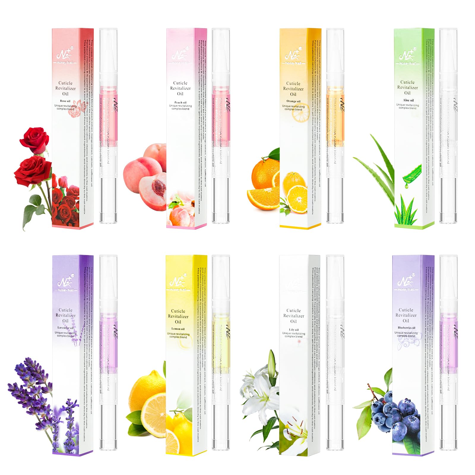 LOPHE Cuticle Oil Pens for Nail Care, 8PCS Natural Ingredients Nail Oil Pens, with Fruit Extract, Hydrating Cuticle Oil Pen to Prevent Nail Cracking and Dry, Repairing Cracked