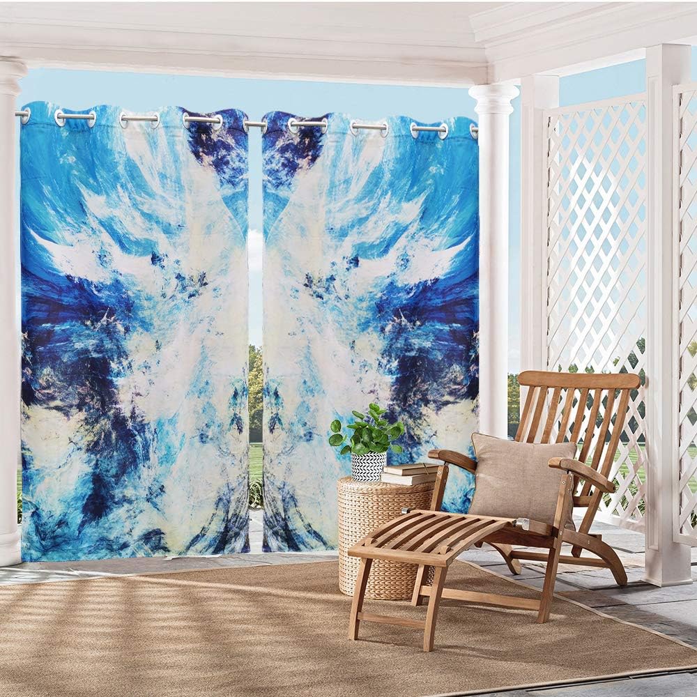 HGMart Abstract Painting Outdoor Curtain Panel for Porch Patio，Privacy Drape Grommets Window Curtain with UV Ray Protected and Waterproof,Easy to Hang On 59”x120”,1Panel