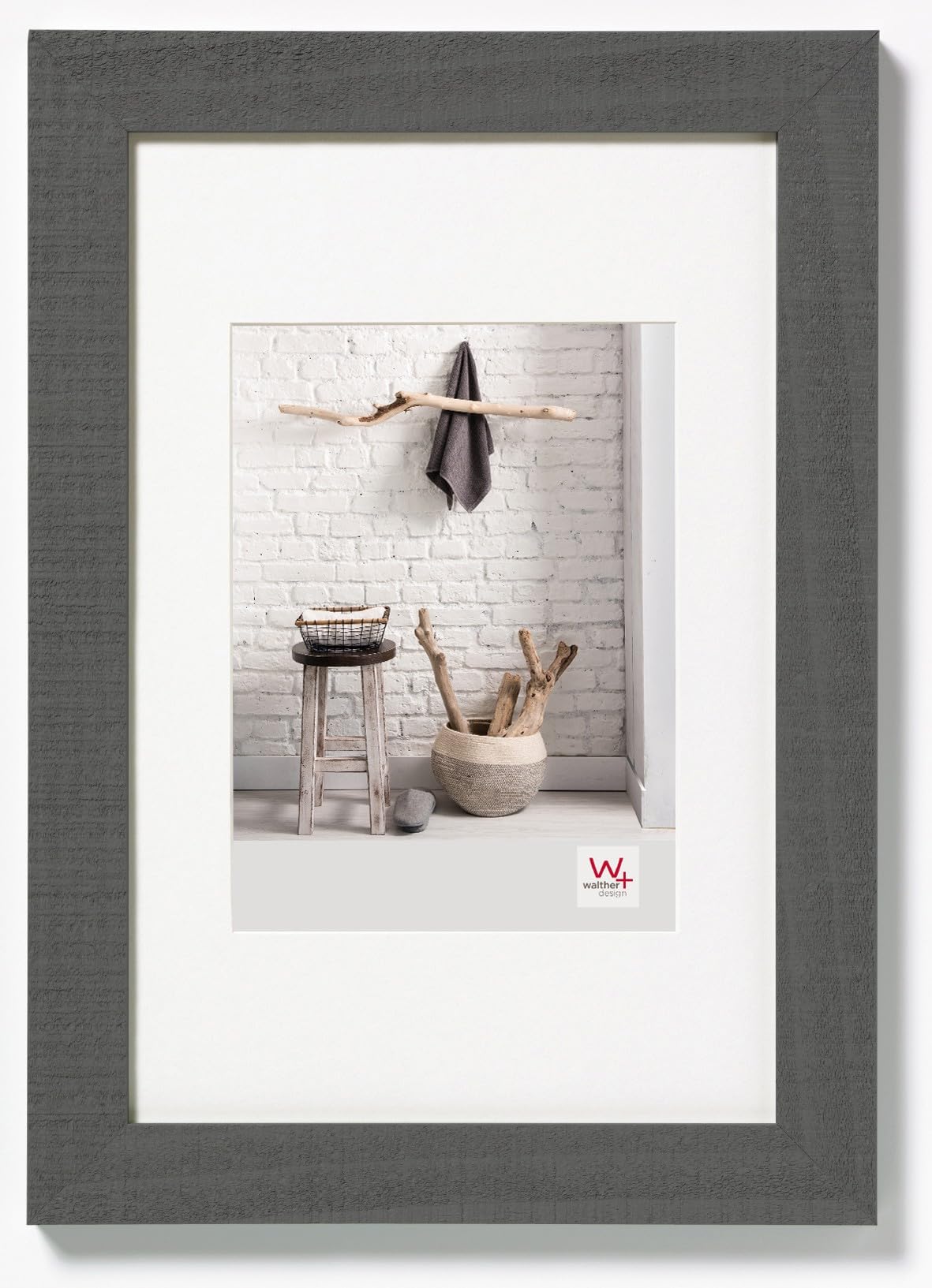 walther design Picture Frame Grey 18 x 24 cm with PassepArtout, Home Wooden Frame HO824D — image 1