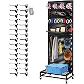 NectaCol Metal Pegboard Display Stand with Baseplate, Two Separately Pegboard Panels, 2'x 5' Standing Pegboard Display with F