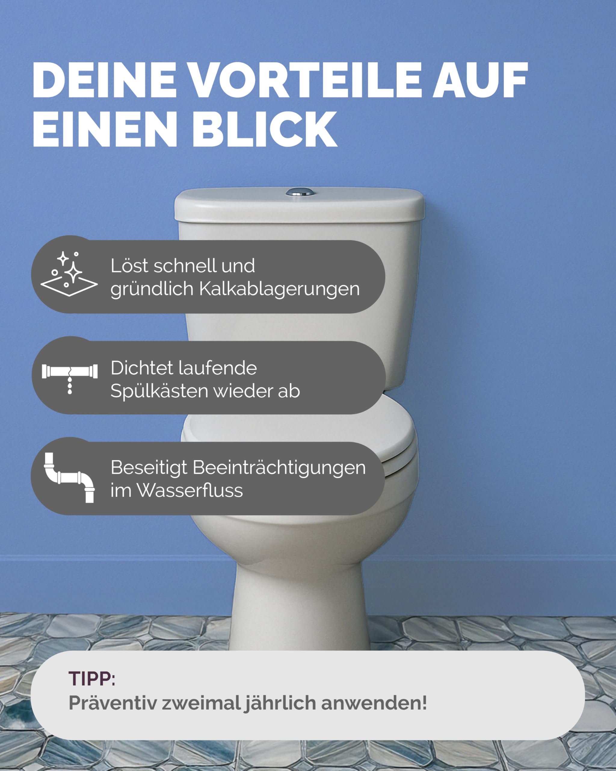 Optimal Products 5 Liter Spülkasten Entkalker mit Express-Wirkung nach 30 Minuten, 2 in 1 - Löst Kalk und reinigt den WC-Spülkasten 2