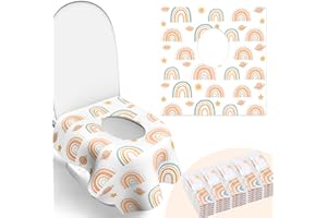 POIKSHARK 30 Pack Toilet Seat Covers Disposable, Individually Wrapped for Travel, Large Waterproof Potty Covers for Kids and Adults,Toddler Potty Training for Public Restroom, Airplane, Trip - Rainbow