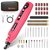 HARDELL Mini Cordless Rotary Tool, 5-Speed 3.7V Rechargeable Rotary Tool Kit with 69 Accessories, USB Charging Multi-Purpose DIY Tool for Sanding, Polishing, Drilling, Engraving(Pink 69pcs)