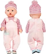 Aolso Baby Doll Clothes 14-18 Inch Overalls Coat Hanger Pink 35-45 cm view 4