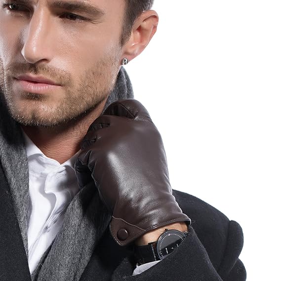 Matsu Men S Nappa Leather Soft Suede Long Fleece Lined Gloves
