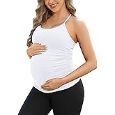 ATTRACO Women's Maternity Tank Tops with Built in Bra Seamless Y Back Side Ruched Pregnancy Tank Top