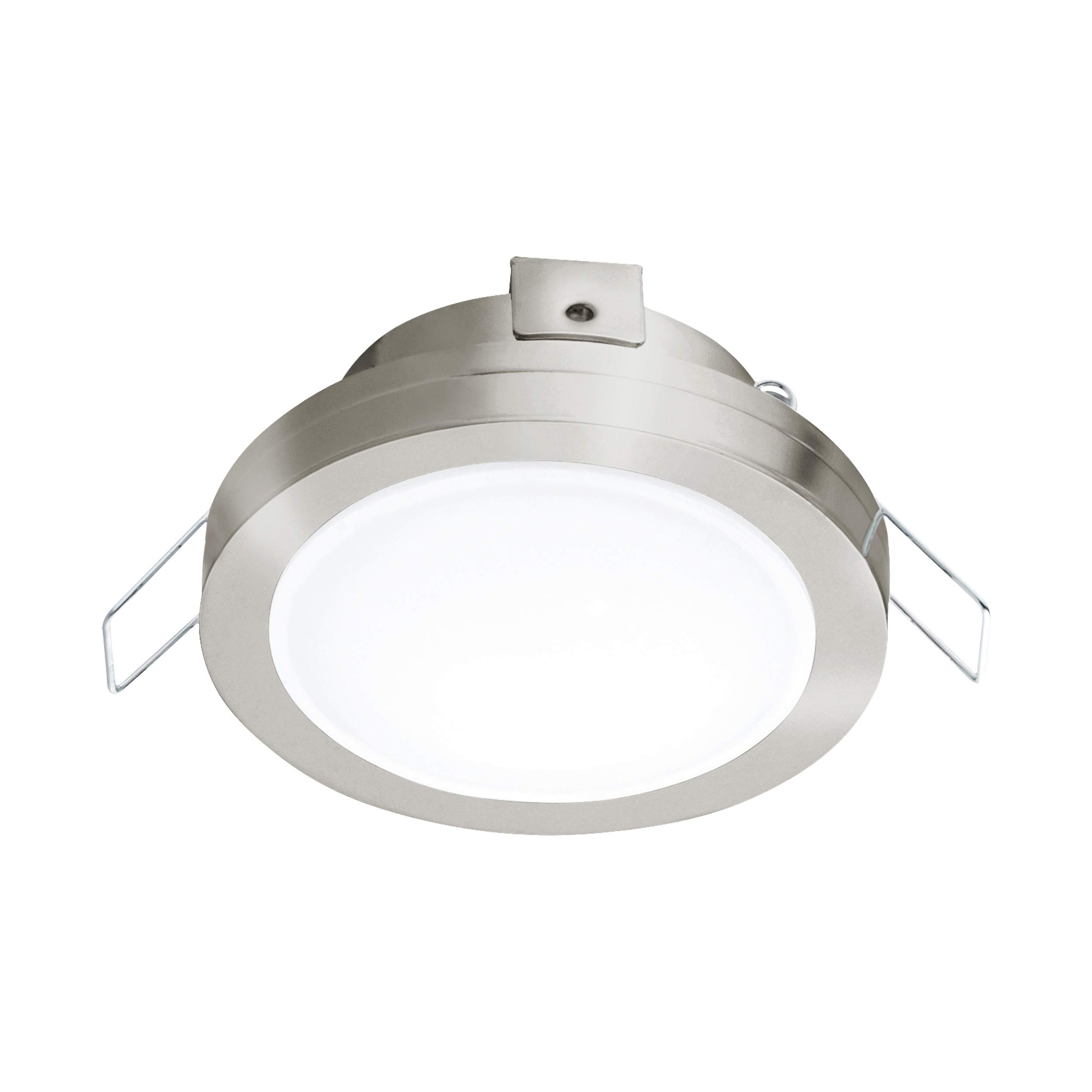 EGLO Pineda 1 Recessed LED Spotlight Steel and Plastic LED Recessed Light in Nickel Matt White Bathroom Recessed Spotlight IP44 Diameter 8.2 cm