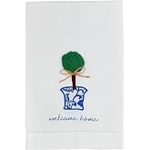 Mud Pie Welcome Boxwood Embroid Towel; 21" x 14"