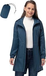 33,000ft Women's Rain Jacket Waterproof Lightweight Packable Sapphire Blue view 1