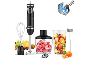 ABULER Immersion Blender Handheld Hand Blender, 1000W 5 in 1 Hand Mixer Stick, BPA-Free 12 Speed Handheld Blender 304 Stainless, Mixing Beaker, Chopper, Whisk, Milk Frother, Soup, Smoothies, Baby Food, Sauce