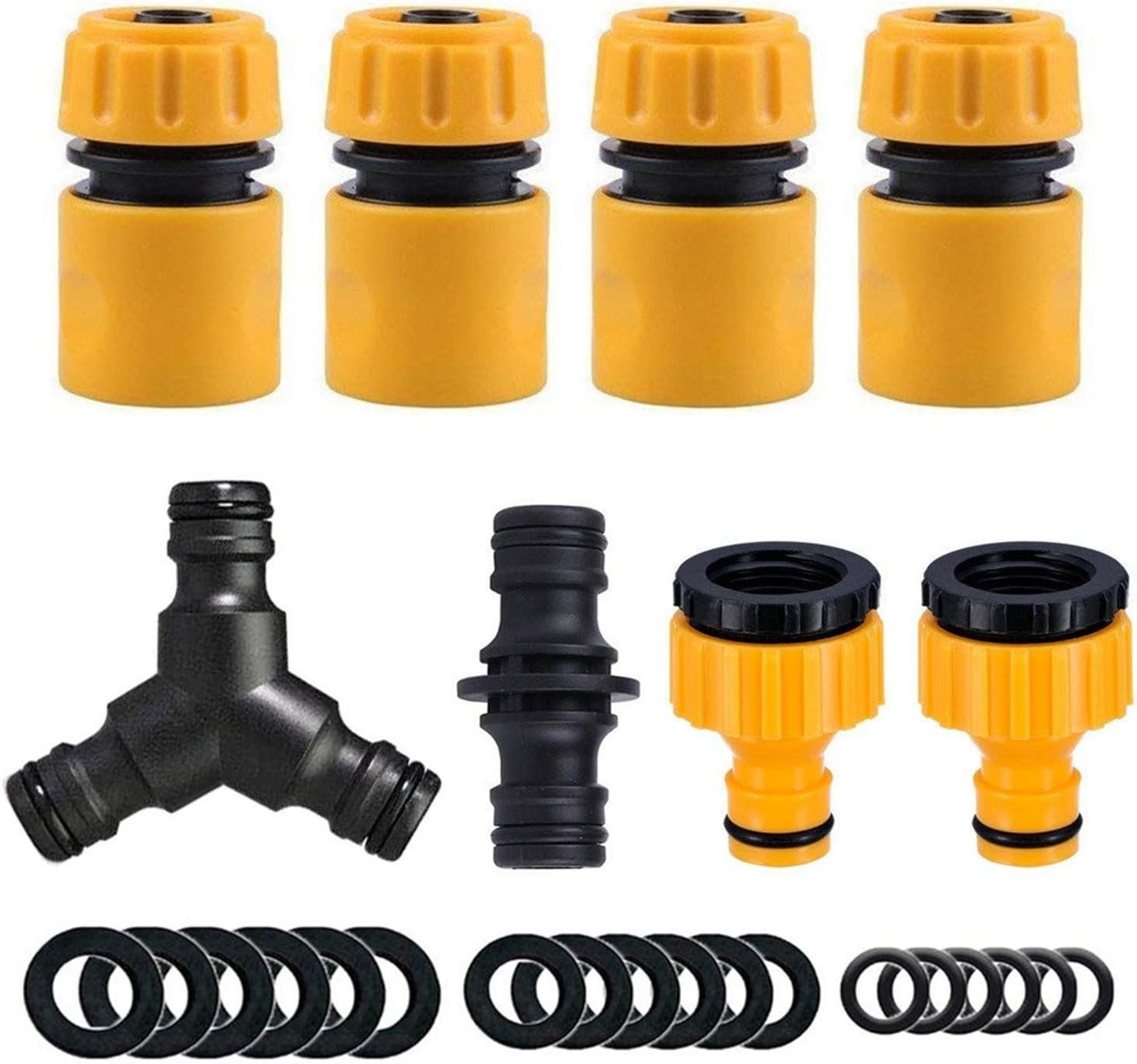 Topways® Hose Connectors Fitting Set, Including Hose End Quick Connector, 2 in1 Threaded Tap, Double Male Snap Connector