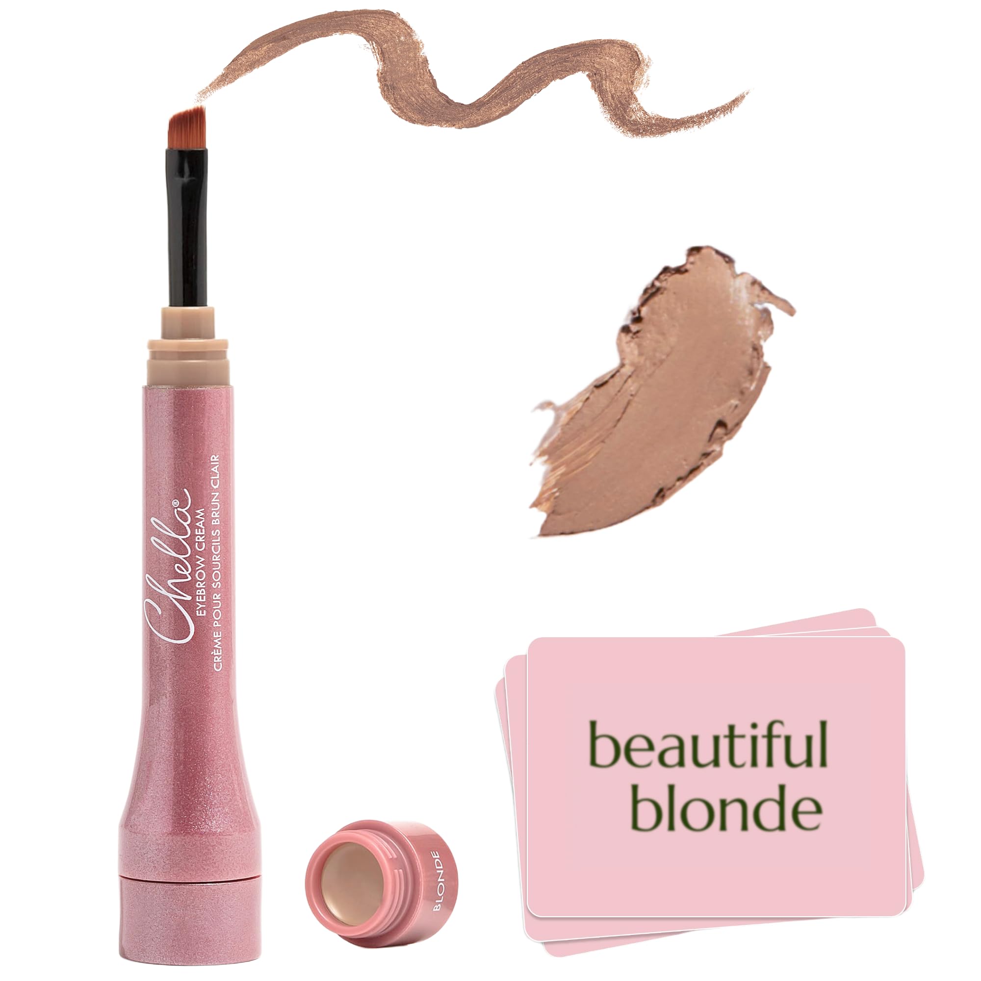 Chella Eyebrow Cream, Beautiful Blonde - Vegan, Cruelty Free, Paraben Free, Gluten Free - Long Wearing, Velvet Consistency, Water Resistant