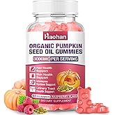 Haohan Pumpkin Seed Oil Gummies with Saw Palmetto for Hair Growth in Women & Men - Organic Hair Skin & Nails Supplement with High-Purity Extract - Sugar-Free, Non-GMO, Raspberry Flavor, 60 Count