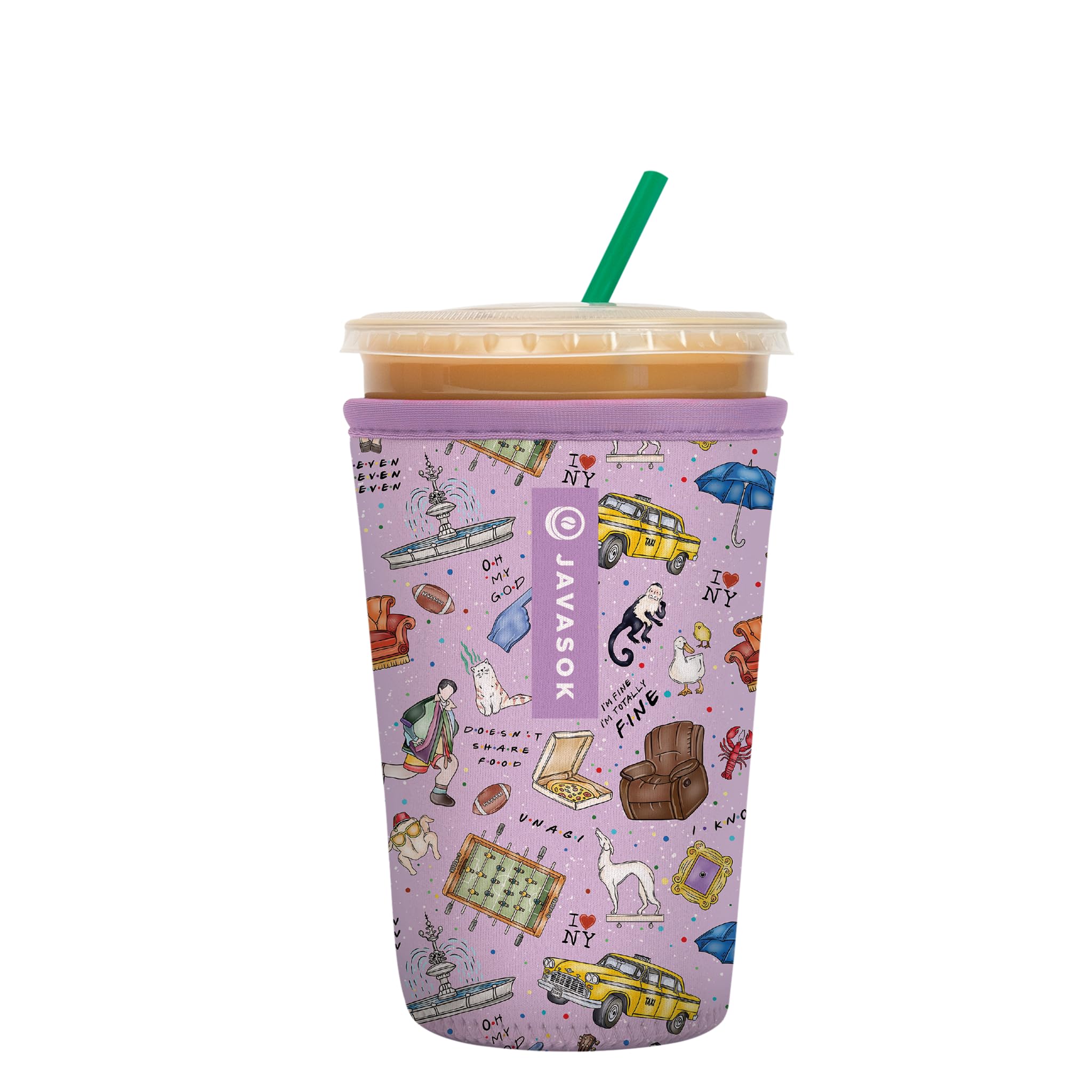 Sok It JavaSok Iced Coffee & Cold Soda Insulated Neoprene Cup Sleeve (The One Where, Medium: 22-28oz)