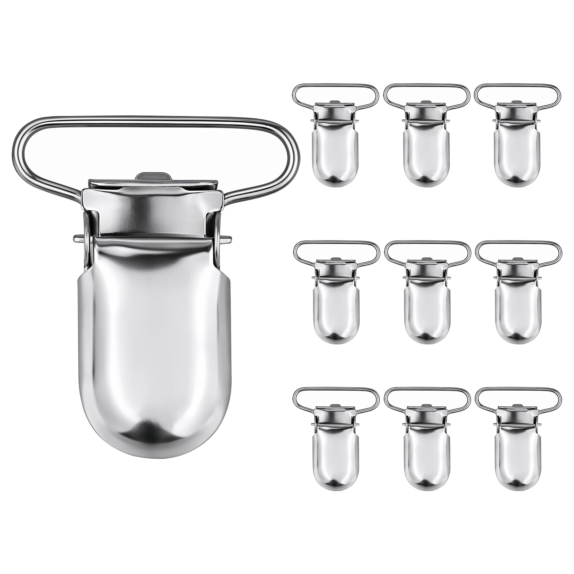 Trimming Shop 10pcs Metal Suspender Clips, T-Shape Strap Holder Clips 25mm Heavy Duty Craft Clamps for Sewing, Badge Holders, DIY & Clothing Accessories