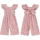 GOOCHEER Toddler Baby Girls Outfit Flower Print Jumpsuit Sleeveless Bowknot Romper Overall Pants Summer Clothes