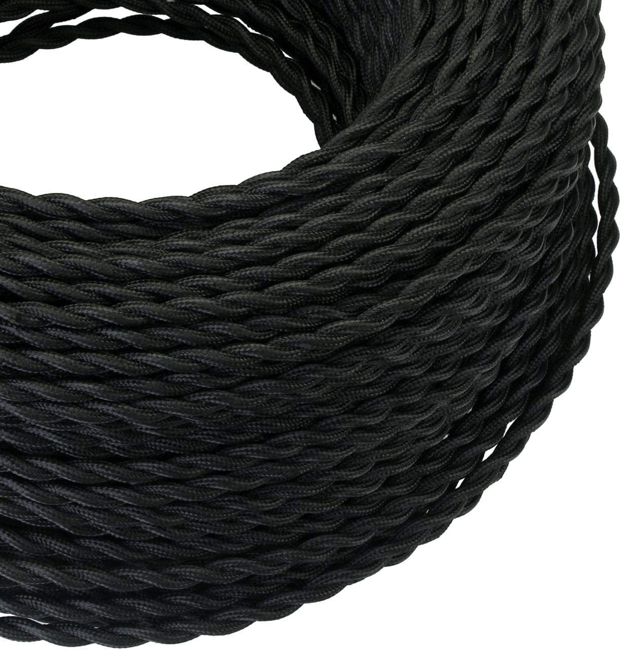 LEDSone Vintage 2 Core Twisted 10 meters-Electric Cable Fabric Covered Wire Italian Braided 0.75 mm Electrical Cable- Flexible Wire for Pendant Wall Lighting