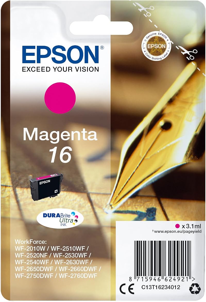 Epson 16 Magenta Ink Cartridge T1623 DURABrite Ultra for Epson Printers 165