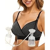 PUMPKIN PUMP Hands Free Pumping Bra, Adjustable Nursing Bra for Breastfeeding, V Neck Comfortable Bra Fits All Breast Pumps