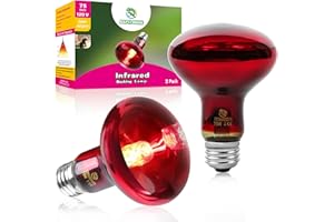 REPTI HOME Reptile Heat Lamp Bulbs, Infrared 75W Reptiles & Amphibians Basking Spot Lamp Bulb-2 PCS, Red Heat Emitter Light for Chickens Coop
