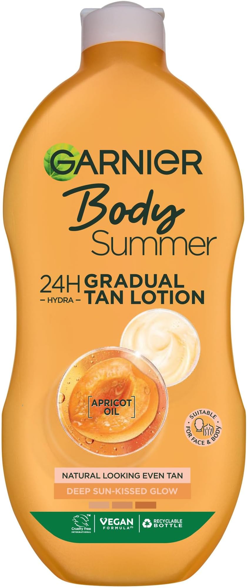 Garnier Summer Body Gradual Tan Moisturiser Deep 400ml Vegan 24hr Hydration