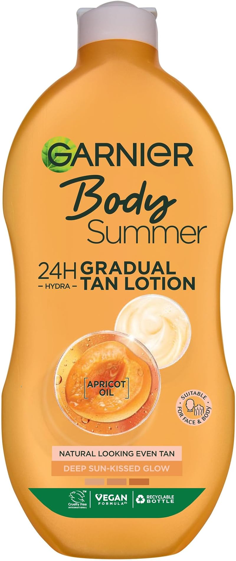 Garnier Summer Body Gradual Tan Moisturiser Deep 400ml Vegan 24hr Hydration