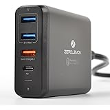 USB Type-C PD Charger, ZeroLemon 75W 4-Ports USB-C PD Smart Desktop Charger with Power Delivery for Apple MacBook Pro, Nintendo Switch and Quick Charge 3.0 for Note 8, iPhone X, S8/S8 Plus and More