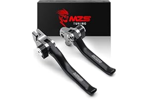 MZS Dirt Bike Clutch Brake Levers Compatible with KLX140 KLX140L KLX140G KLX140R KLX140RF KLX140RL 2008-2025, Pivot Adjustable Motorcycle Lever CNC Accessories Black