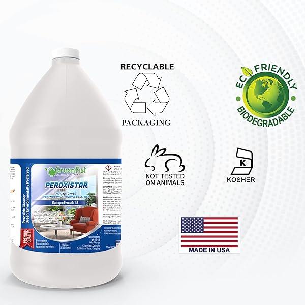 GREENFIST HYDROGEN PEROXIDE READY TO USE ALL PURPOSE (GLASS, CARPET,STAIN REMOVER) CLEANER (1 GALLON)
