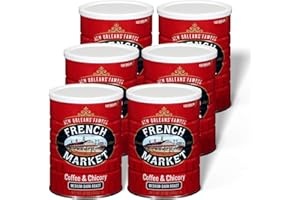French Market Coffee & Chicory Medium-Dark Roast Ground Coffee, 12oz Can (Pack of 6)