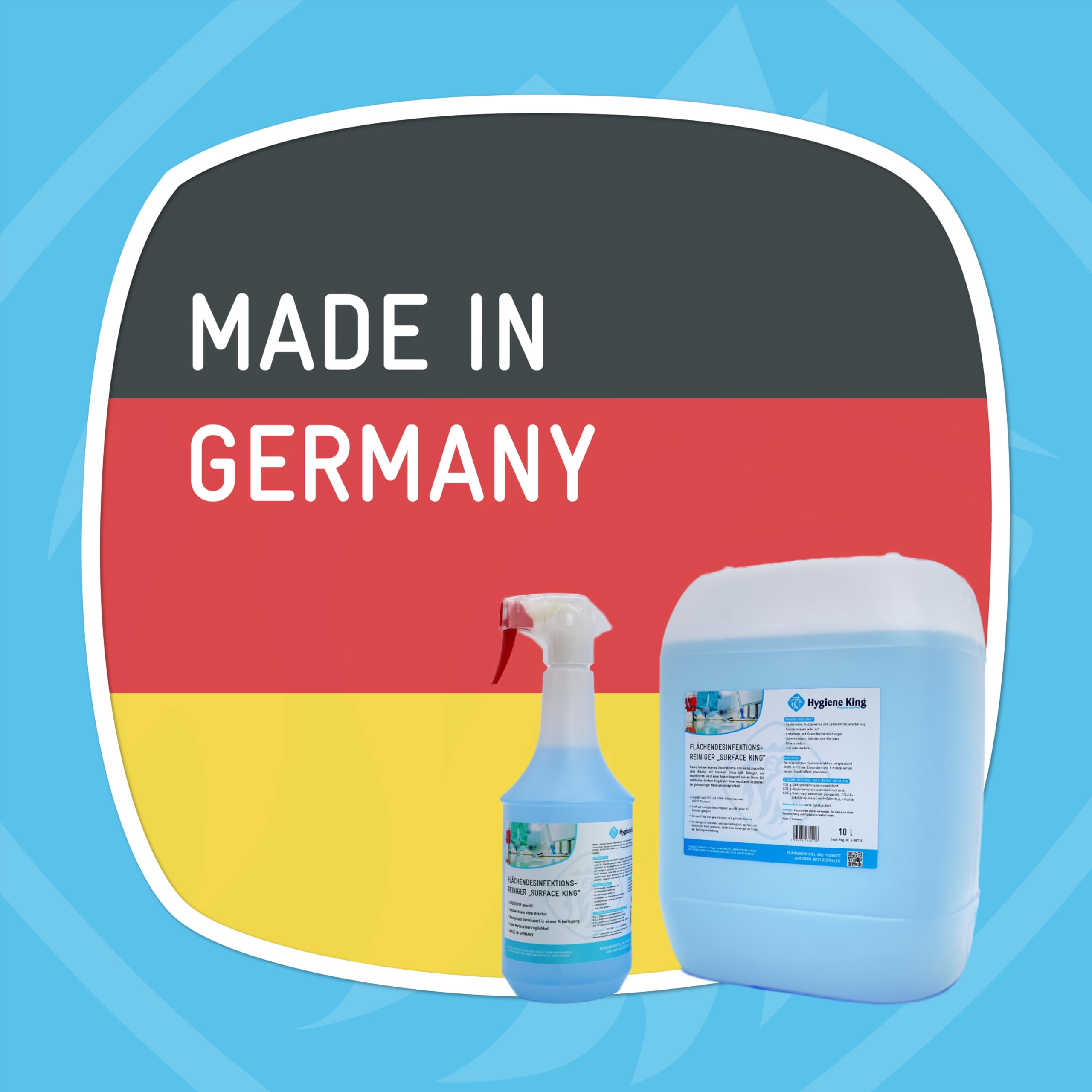 Hygiene King | Desinfektionsreiniger für Oberflächen | hocheffizient | begrenzt viruzid | gebrauchsfertig | Kombipaket Sprühflasche und Kanister | Wellness, Solarium, Yogamatte, Sportgeräte uvm. 5