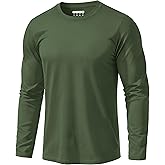 EKLENTSON Men's Cotton Crewneck T-Shirts Long Sleeve Plain Tee Moisture Wicking Casual Tshirts Solid Color