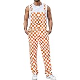 QOSAKIY Overalls for Men Checkered Bibs Coveralls Work Jumpsuits Stretchy Romper Plaid Overol Para Hombre