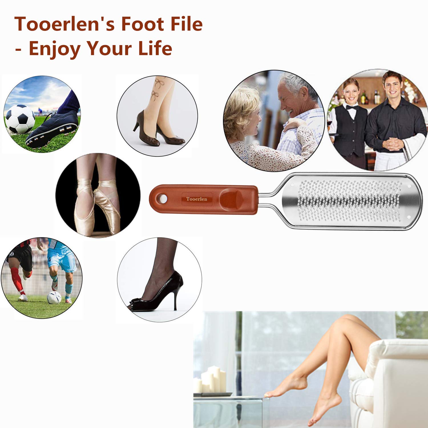 Tooerlen Foot Rasp Foot File Foot Grater, Can be Used on Both Wet and Dry Feet, Best Foot Care Pedicure Metal Surface Tool to Remove Hard Skin, for Extra Smooth and Beauty Foot- (Colossal) : Beauty
