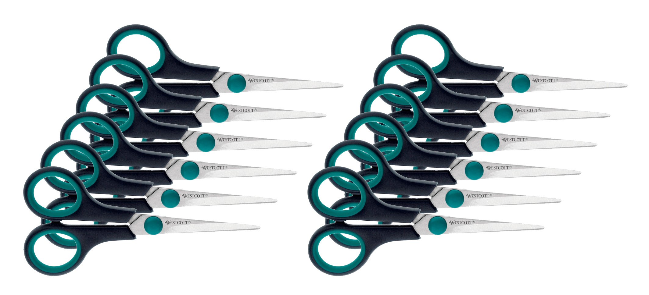 Westcott Grip Left Hand E-30252 00 I Scissors Easy, Rustproof, 12 pcs, 13 cm, Blue/Black