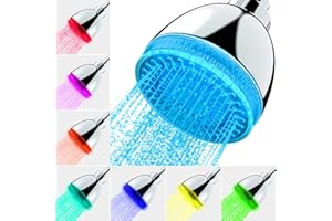 MILKY HOUSE LED Shower Head, Shower Head with Light, 7 Color Flash Light Automatically Changing LED Fixed Showerhead for Bathroom Adjustable High Pressure Rain Shower Head Light up for Kid Adult Easy Installation
