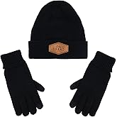 National Parks Grand Canyon Mixed Stitch Beanie and Glove Set, Winter Cold Weather Accessory Duo, Black