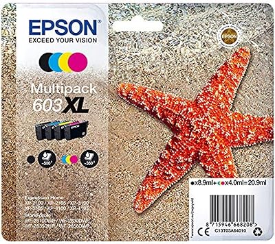 Epson 603XL Multipack Ink Cartridges 4 Colour High Yield XL Black Colour