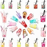 Hicarer 48 Pieces Resin Ice Cream Cup Charms Pendants Colorful Glass Fruit Drink Cup Bottle Charms Fruit Tea Mini Bottle Charm Pendants for DIY Keychain Earring Necklace Jewelry Crafts