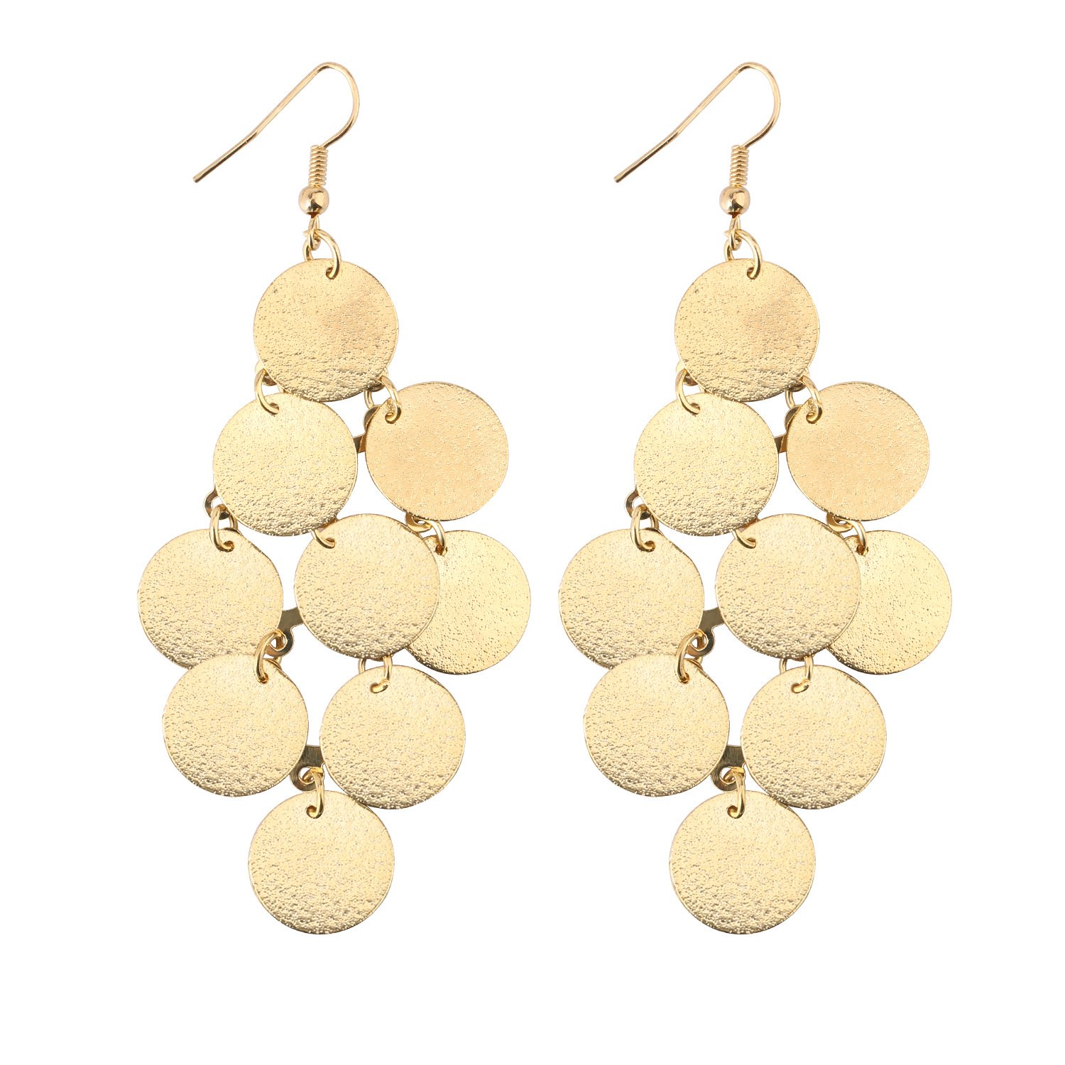 Dangle Drop Earrings，UHIBROS Light weight Long Charm Earring Unique Alloy Hook Earrings (Gold)