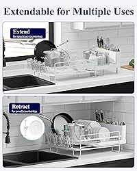 Kitsure Large Dish Drying Rack - Extendable Dish