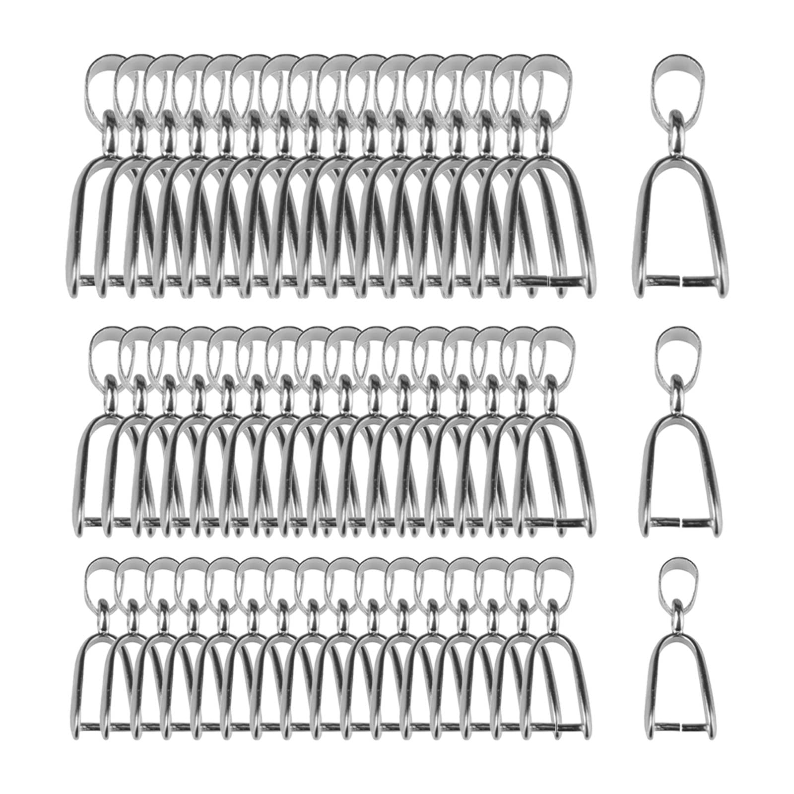 150Pcs Metal Pinch Clip Bail Clasp, Pinch Bails for Pendants, Dangle Bead Pendant Connector Findings for Jewelry Making Buckles Charm Connection(14/16/20mm)