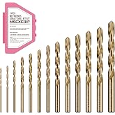 MACXCOIP Metric 13Pcs(1.5mm-6.5mm) M35 Cobalt Drill Bit Set | for Hardened Metals, Stainless Steel, Cast Iron, Wooden Plastics with Plastic Storage Box