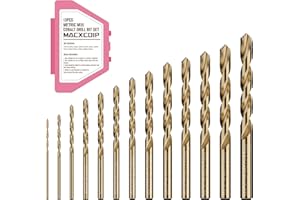 MACXCOIP Metric 13Pcs M35 Cobalt Drill Bit Set, 1.5mm-6.5mm HSS Cobalt Jobber Drill Bits, for Hardened Metals, Stainless Steel, Cast Iron and Wooden Plastics, with Plastic Index Storage Box