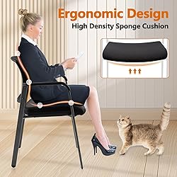 CLATINA Mesh Back Stacking Arm Chairs, Upholstered
