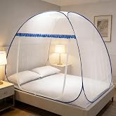 Leechand 79" x 71" x 59" Pop-Up Mosquito Net Tent for Bed | Portable Foldable Mosquito Netting with Net Bottom for Queen King Size Bed, Suit for Indoor Outdoor