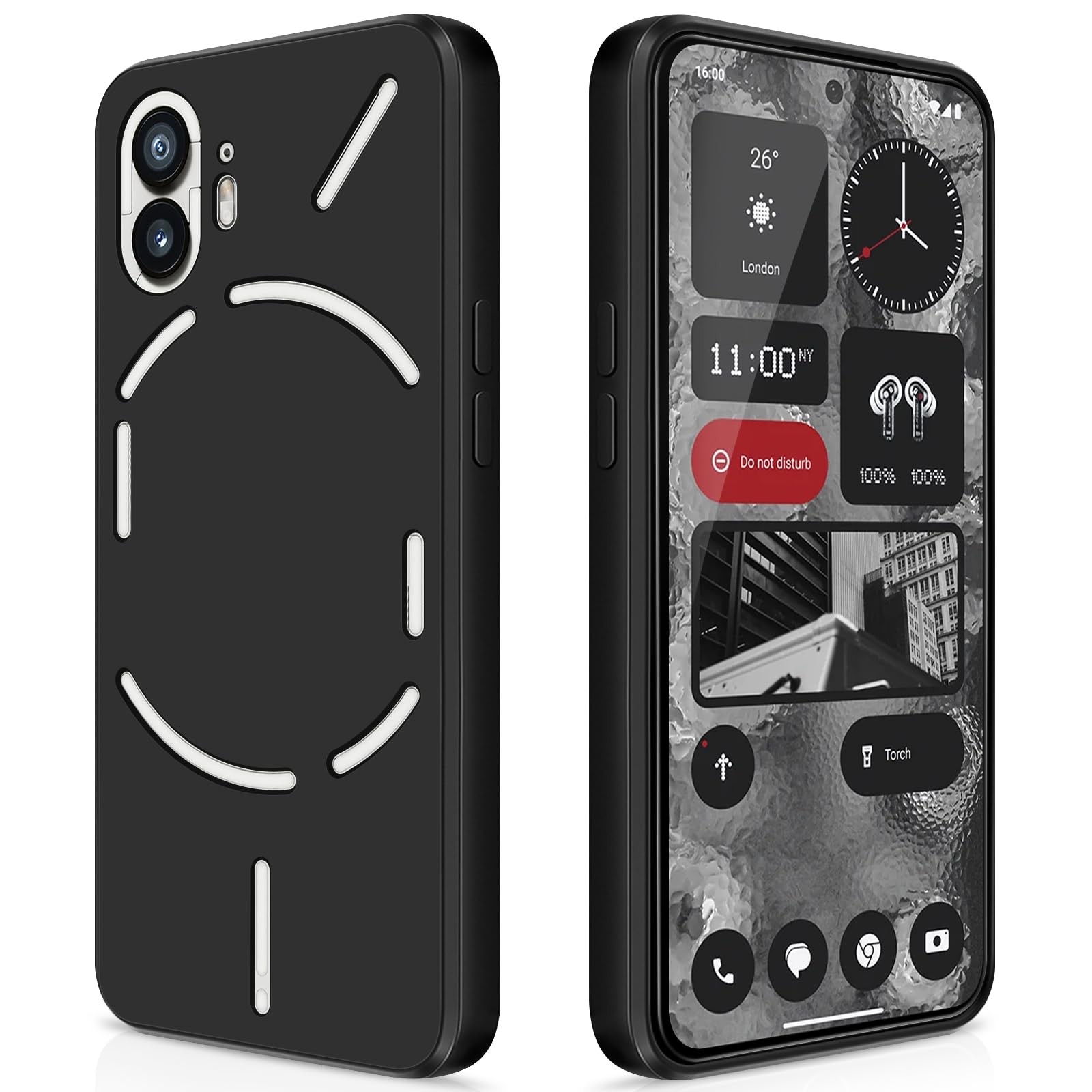GiiYoon Case Compatible with Nothing Phone 2, Silky-Soft Touch Full-Body Protective Phone Silicone Case, Shockproof Cover with Microfiber Lining, Black — image 1