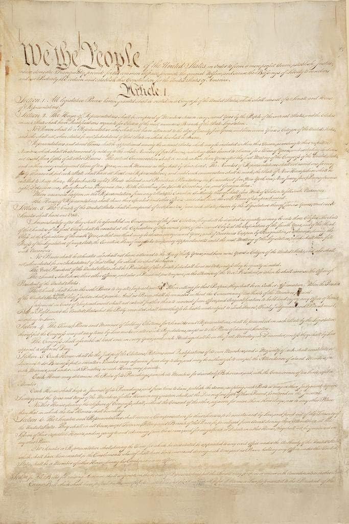 Constitution of The United States America Historical Document Reproduction Replica Copy US History Classroom Teacher Educational American Government Cool Wall Decor Art Print Poster 24x36
